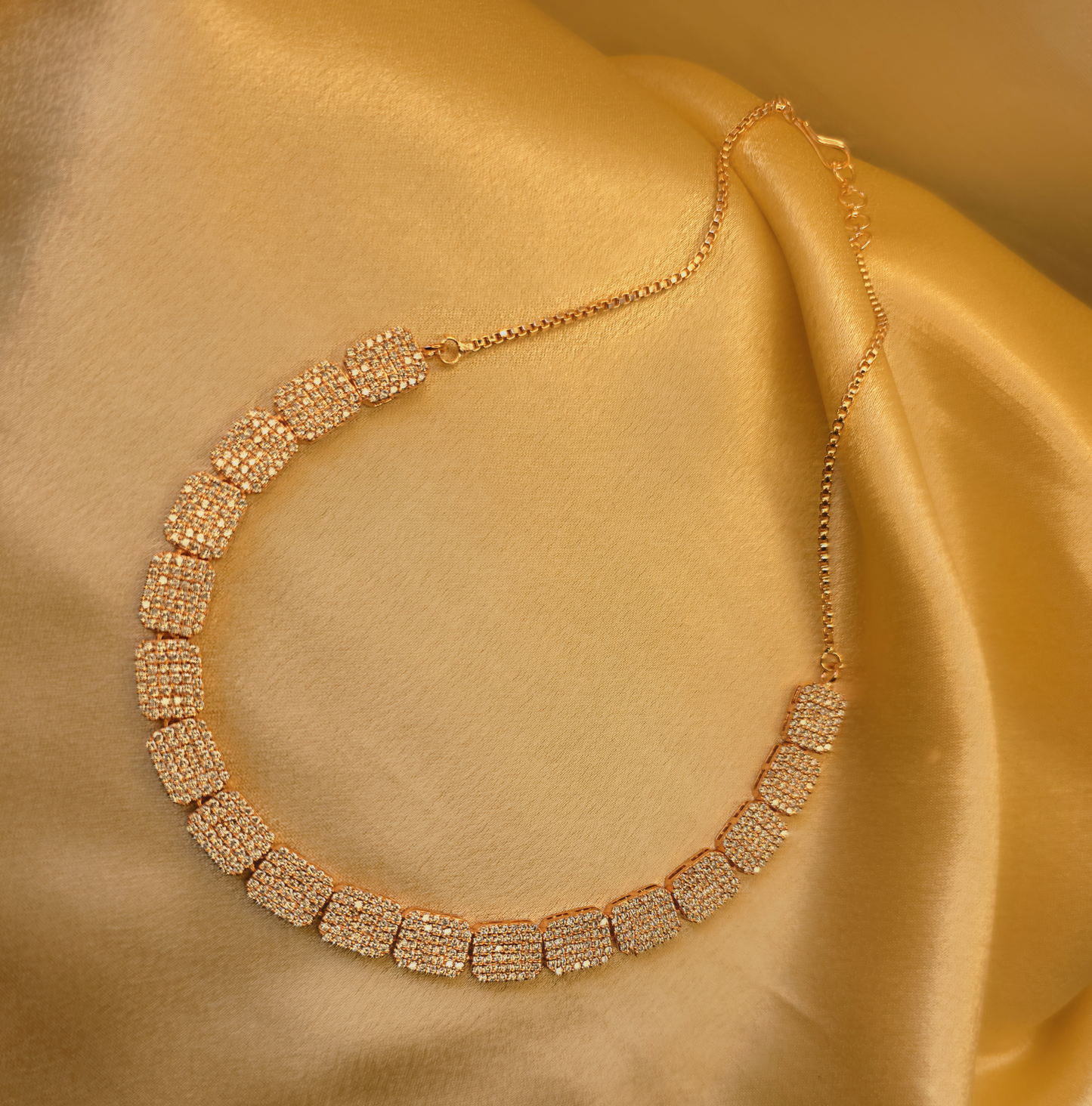 Pave Zirconia Rose Gold Choker Necklace and Earring Set